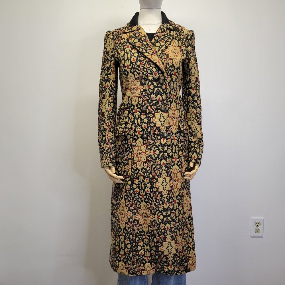 Free People Tapestry Long Winded Double Breasted Coat Womens 2 Boho - Picture 2 of 16